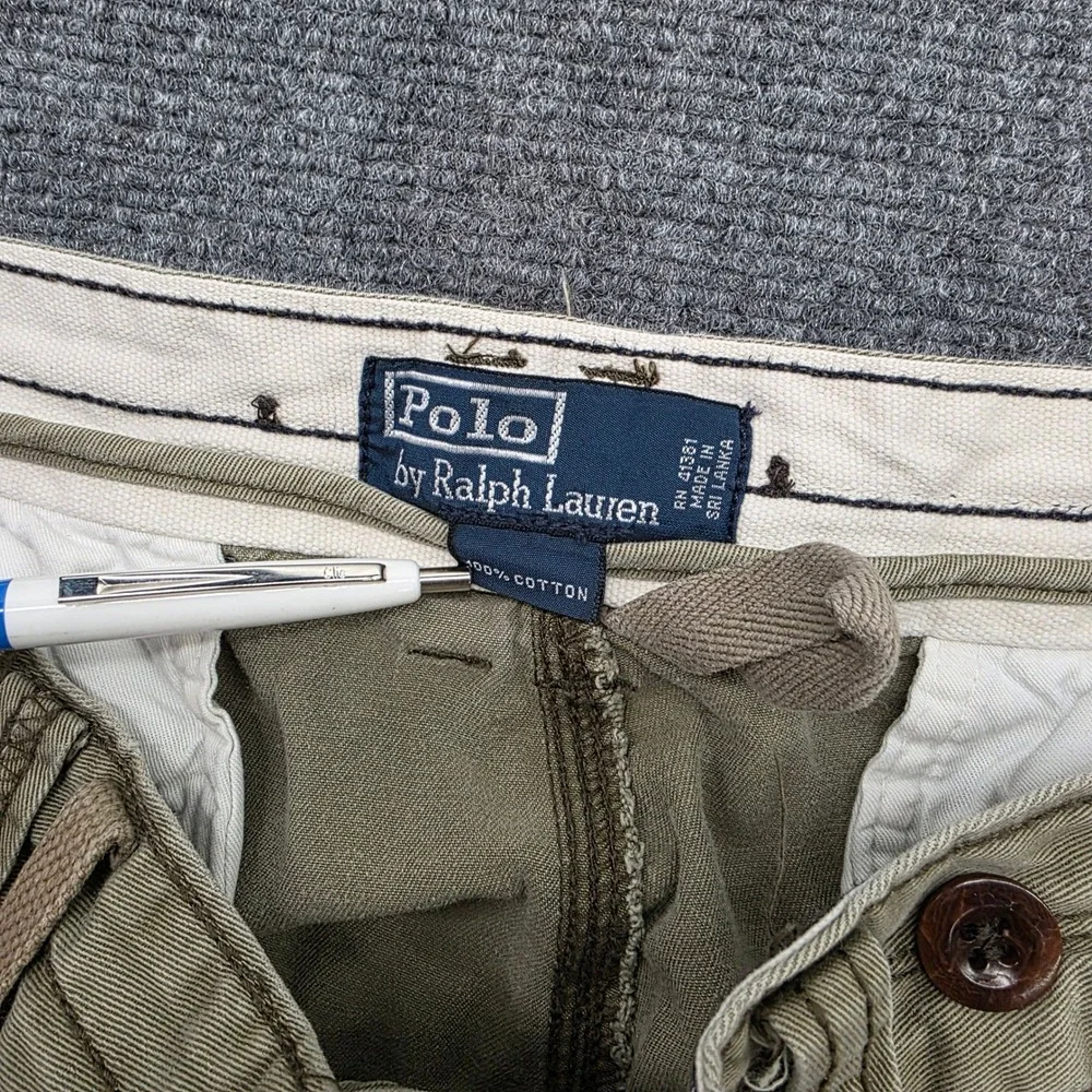 Vtg Polo Ralph Lauren Men Green Cotton Double Knee Military Field Pants 36/32